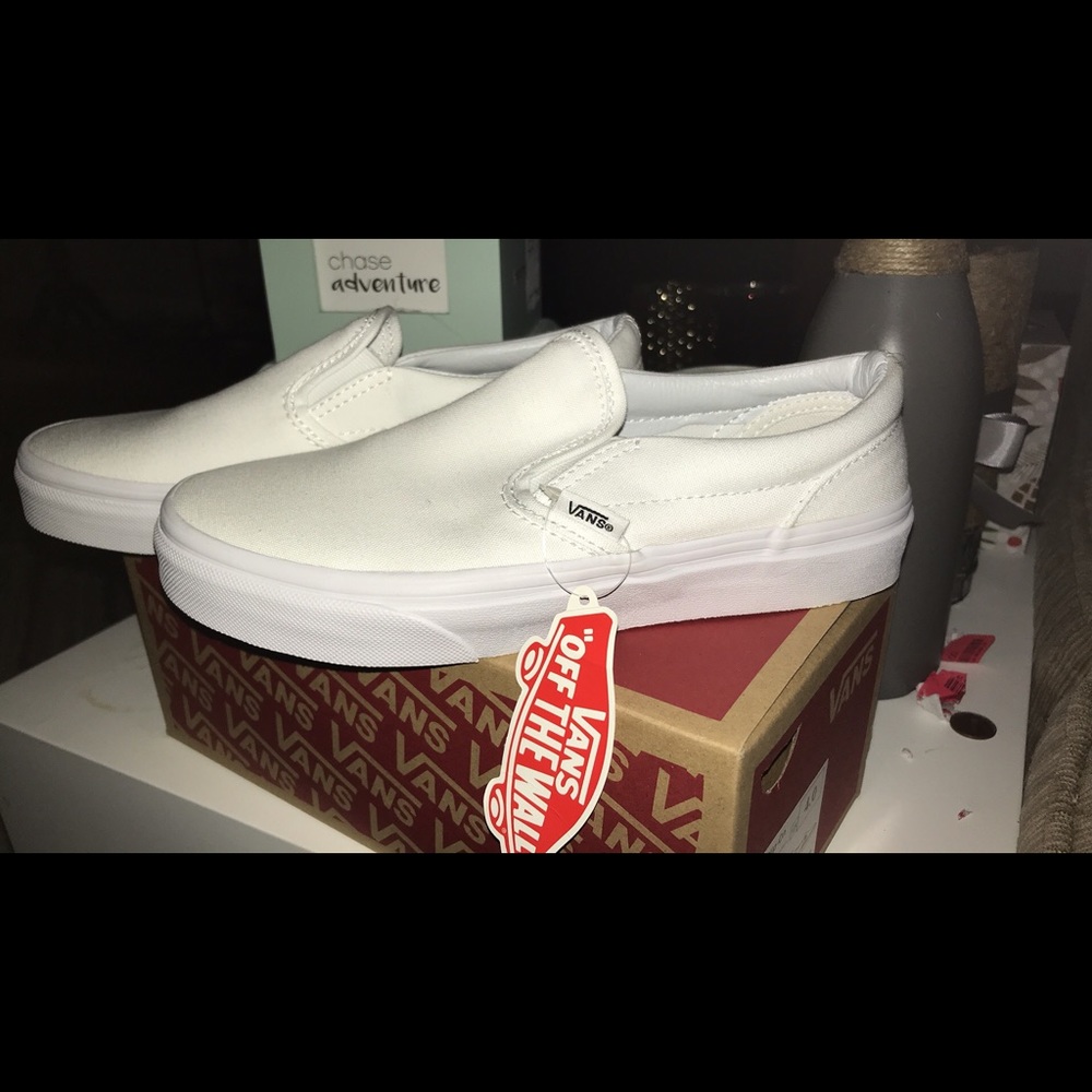 White van slip ons